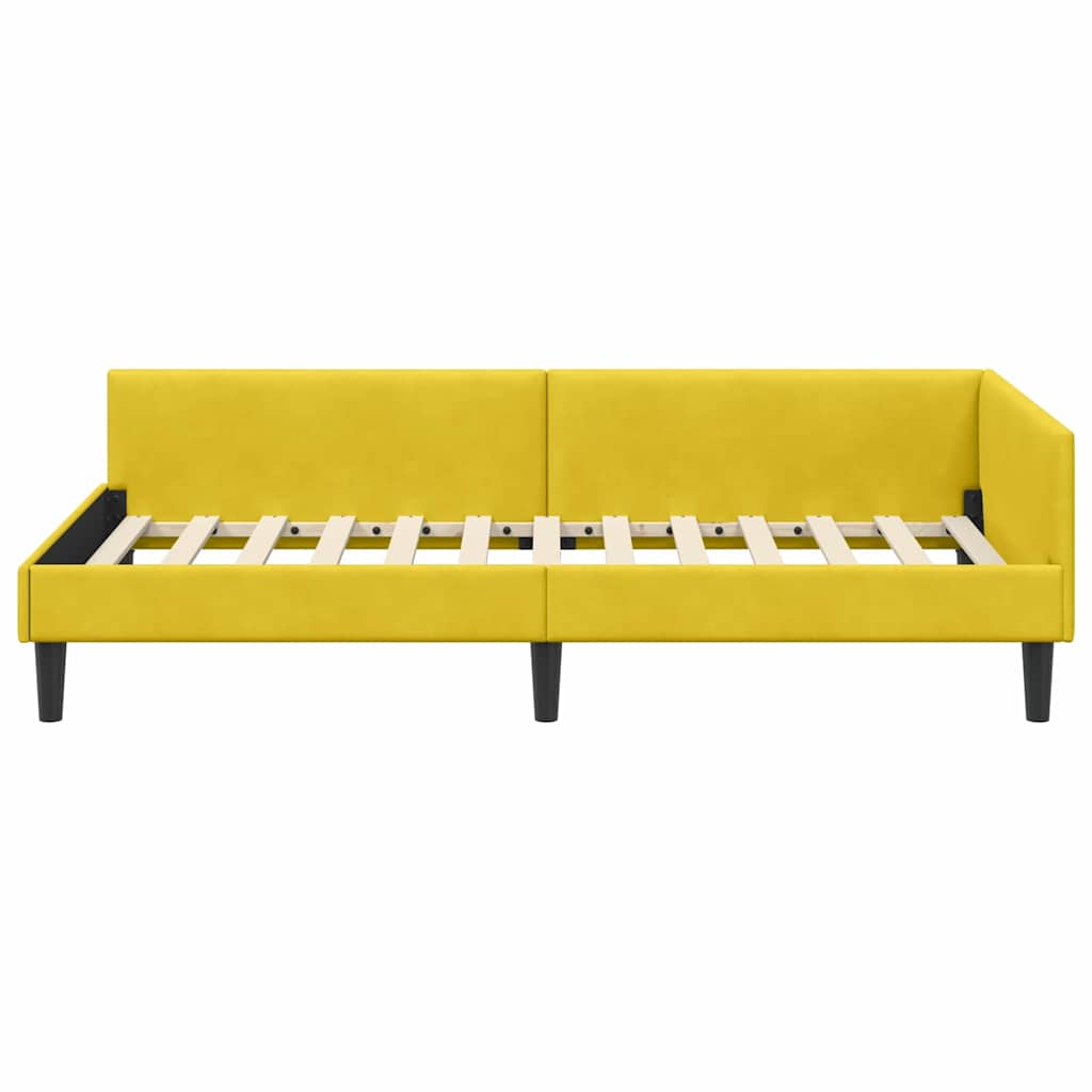 Kutni okvir kreveta s uzglavljem Žuta 90 cm x 190 cm Baršun