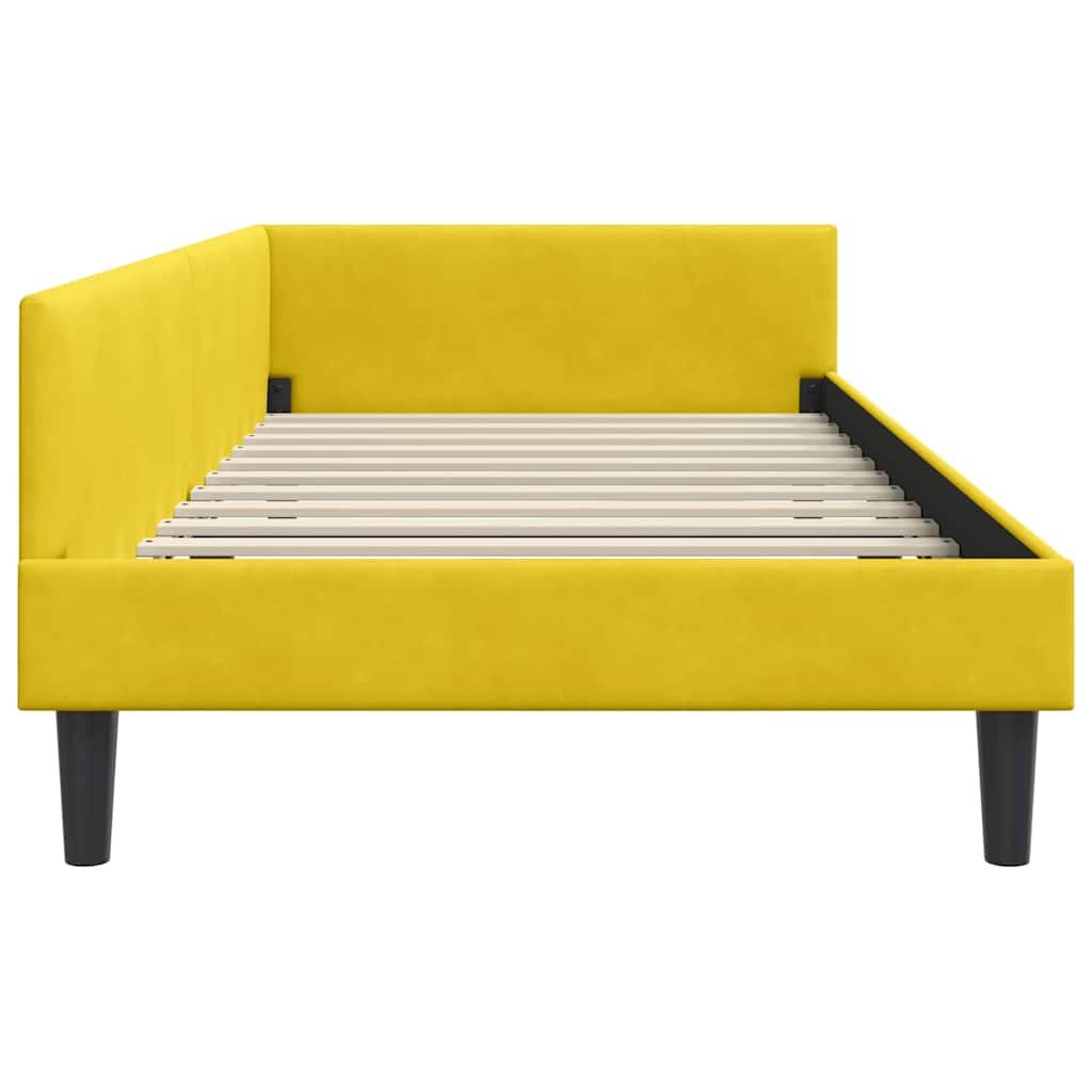 Kutni okvir kreveta s uzglavljem Žuta 90 cm x 190 cm Baršun