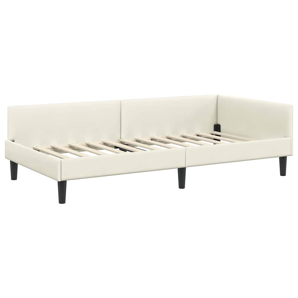 Kutni okvir kreveta s uzglavljem Krema 90 cm x 190 cm Baršun