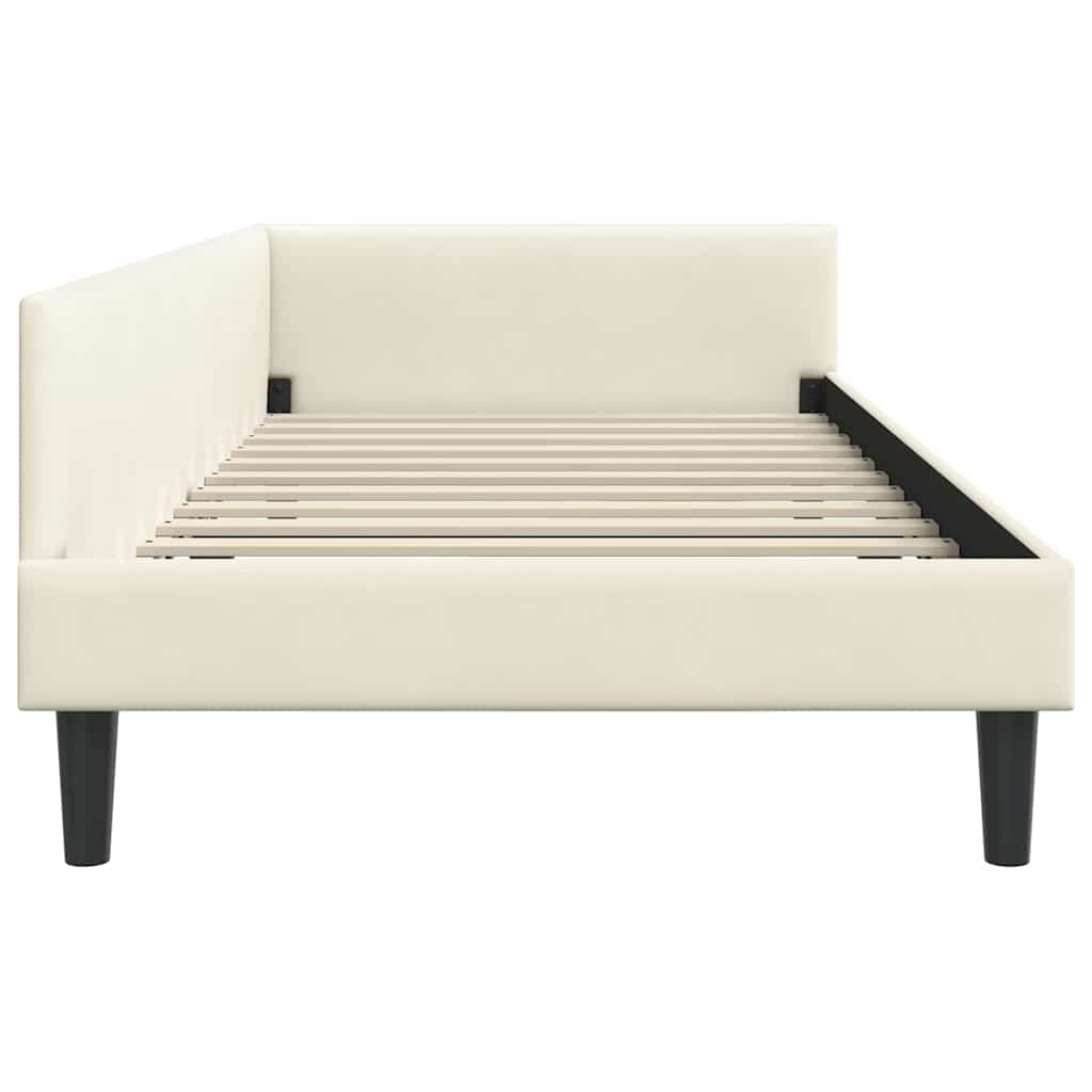 Kutni okvir kreveta s uzglavljem Krema 90 cm x 190 cm Baršun