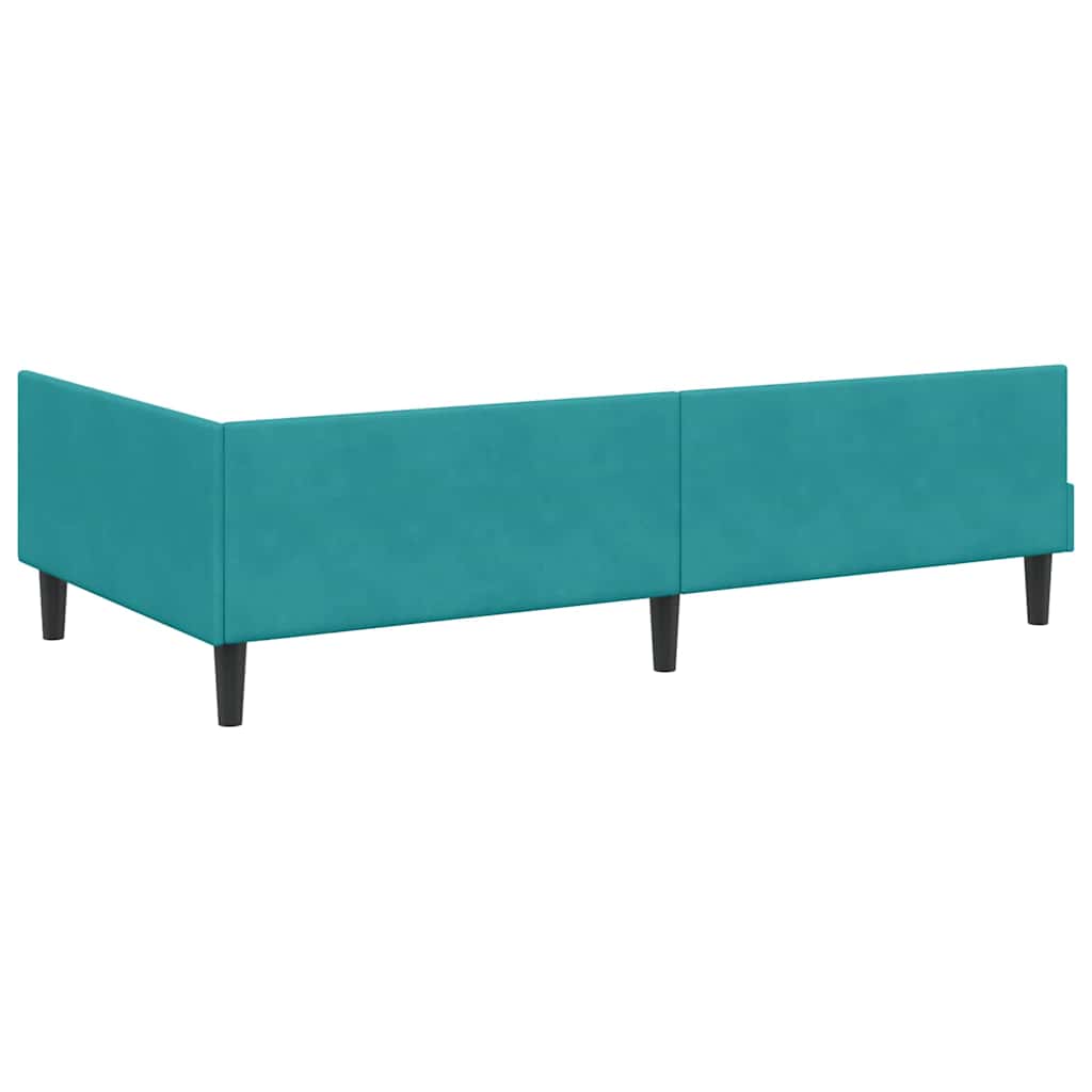 Kutni okvir kreveta s uzglavljem Tirkizna 90 cm x 190 cm Baršun