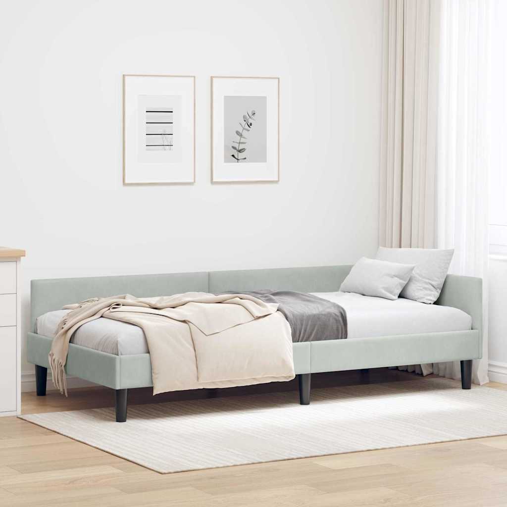 Kutni okvir kreveta Svijetlo siva 90 cm x 200 cm Baršun