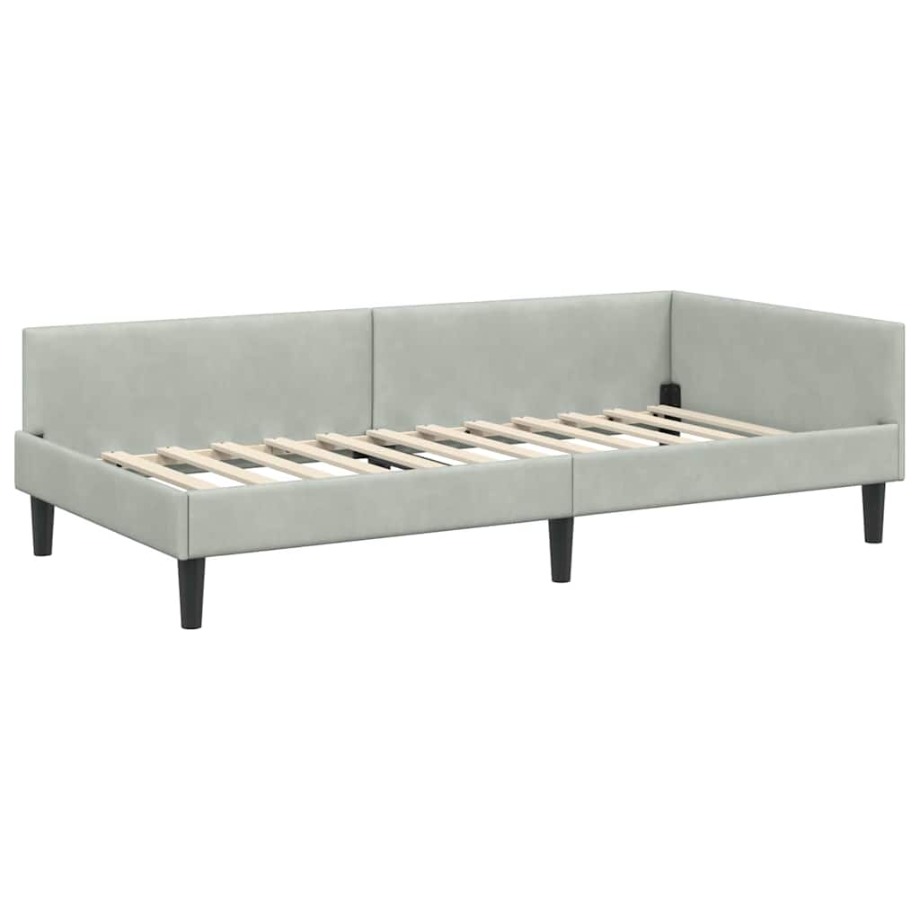 Kutni okvir kreveta Svijetlo siva 90 cm x 200 cm Baršun