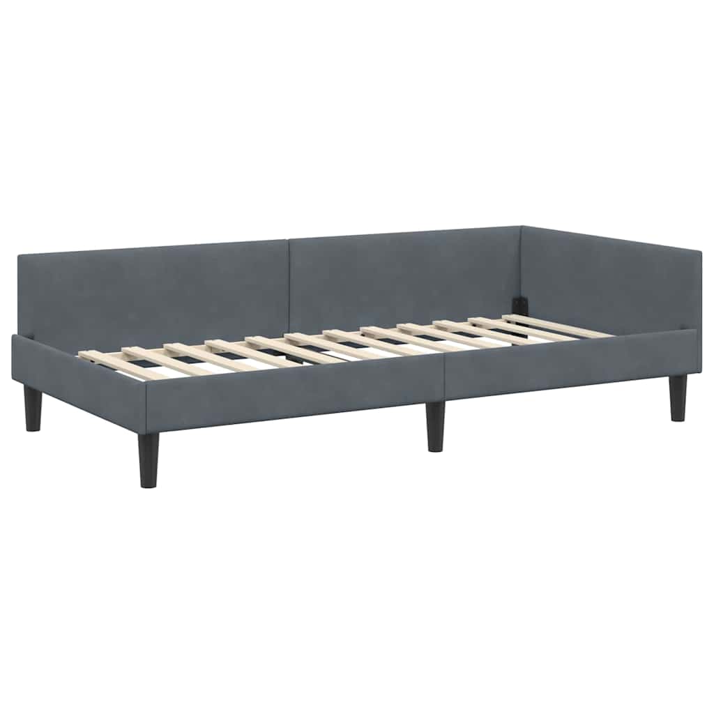Kutni okvir kreveta Tamno siva 90 cm x 200 cm Baršun