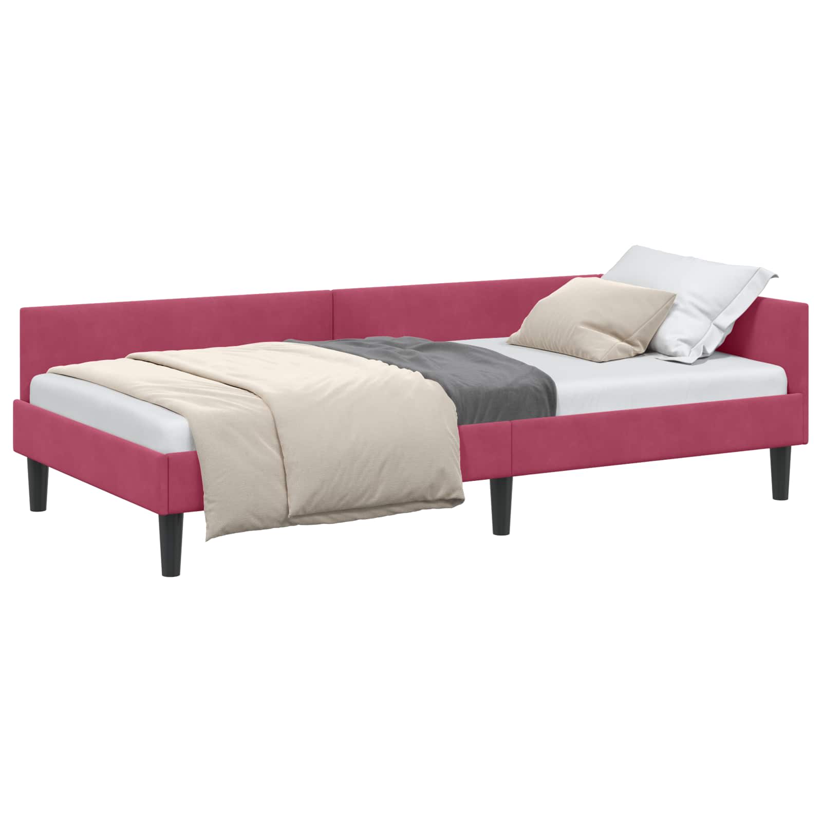 Kutni okvir kreveta Vinska crvena 90 cm x 200 cm Baršun