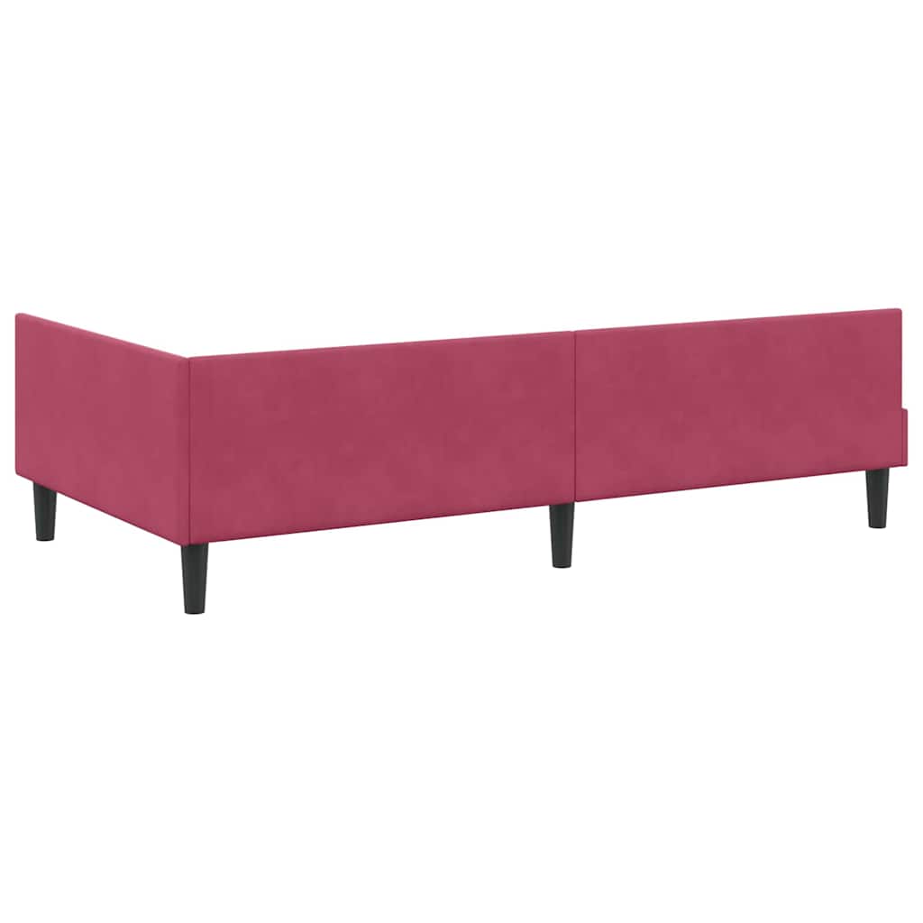 Kutni okvir kreveta Vinska crvena 90 cm x 200 cm Baršun