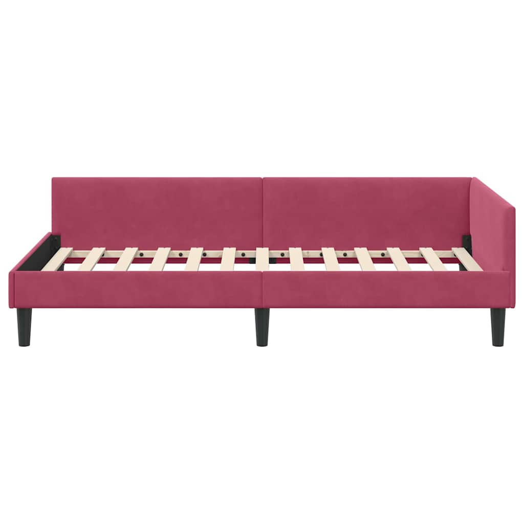 Kutni okvir kreveta Vinska crvena 90 cm x 200 cm Baršun