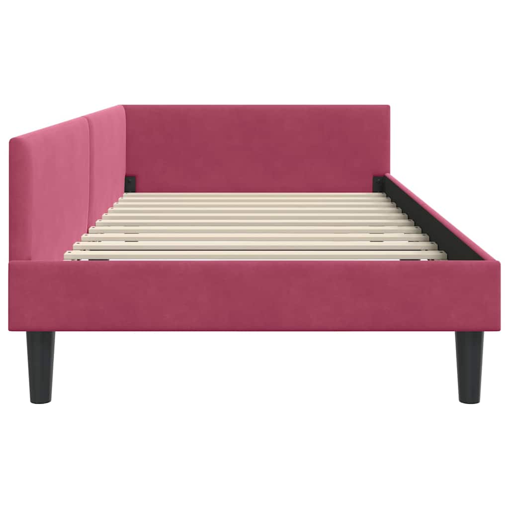 Kutni okvir kreveta Vinska crvena 90 cm x 200 cm Baršun