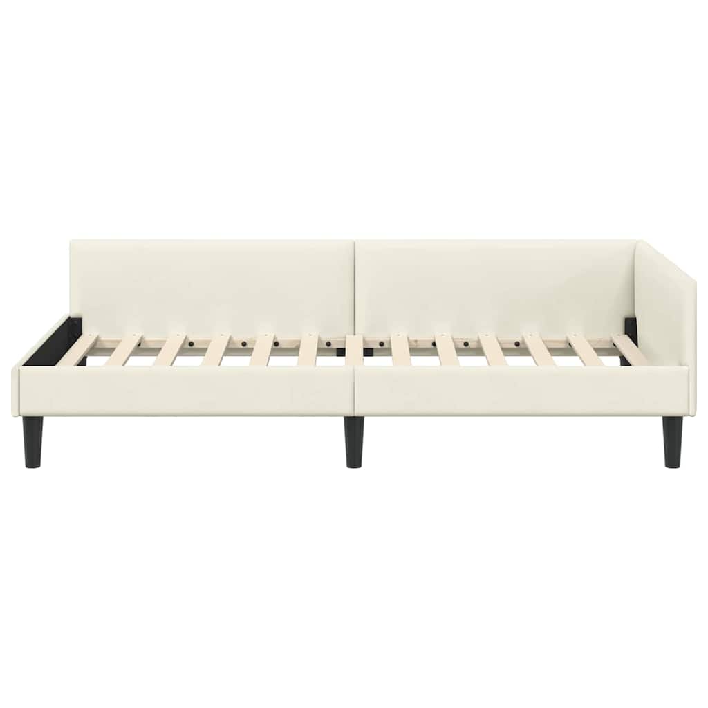 Kutni okvir kreveta s uzglavljem Krema 90 cm x 200 cm Baršun