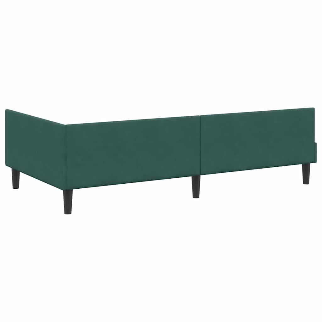 Kutni okvir kreveta Tamnozelena 100 cm x 200 cm Baršun