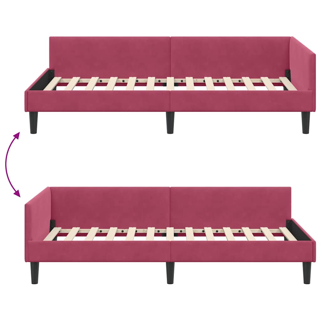 Kutni okvir kreveta Vinska crvena 100 cm x 200 cm Baršun
