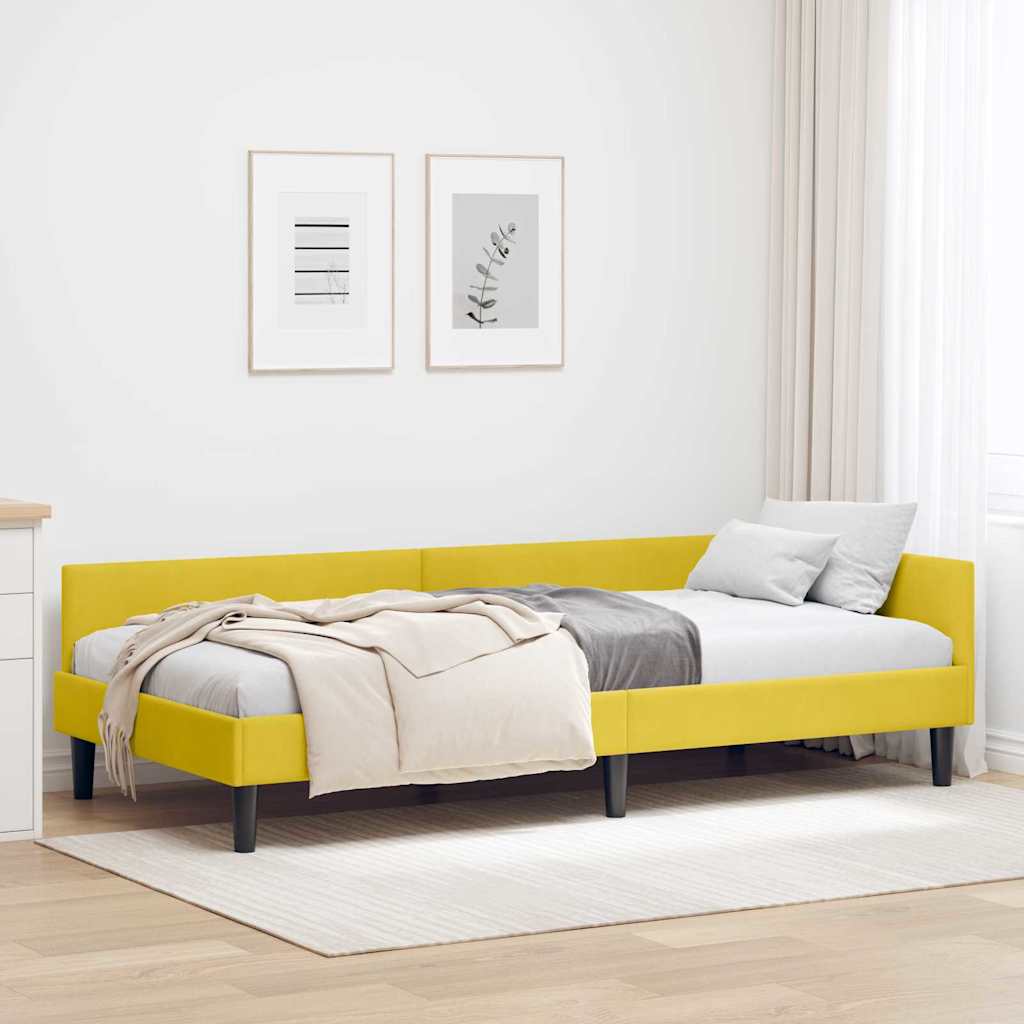 Kutni okvir kreveta s uzglavljem Žuta 100 cm x 200 cm Baršun