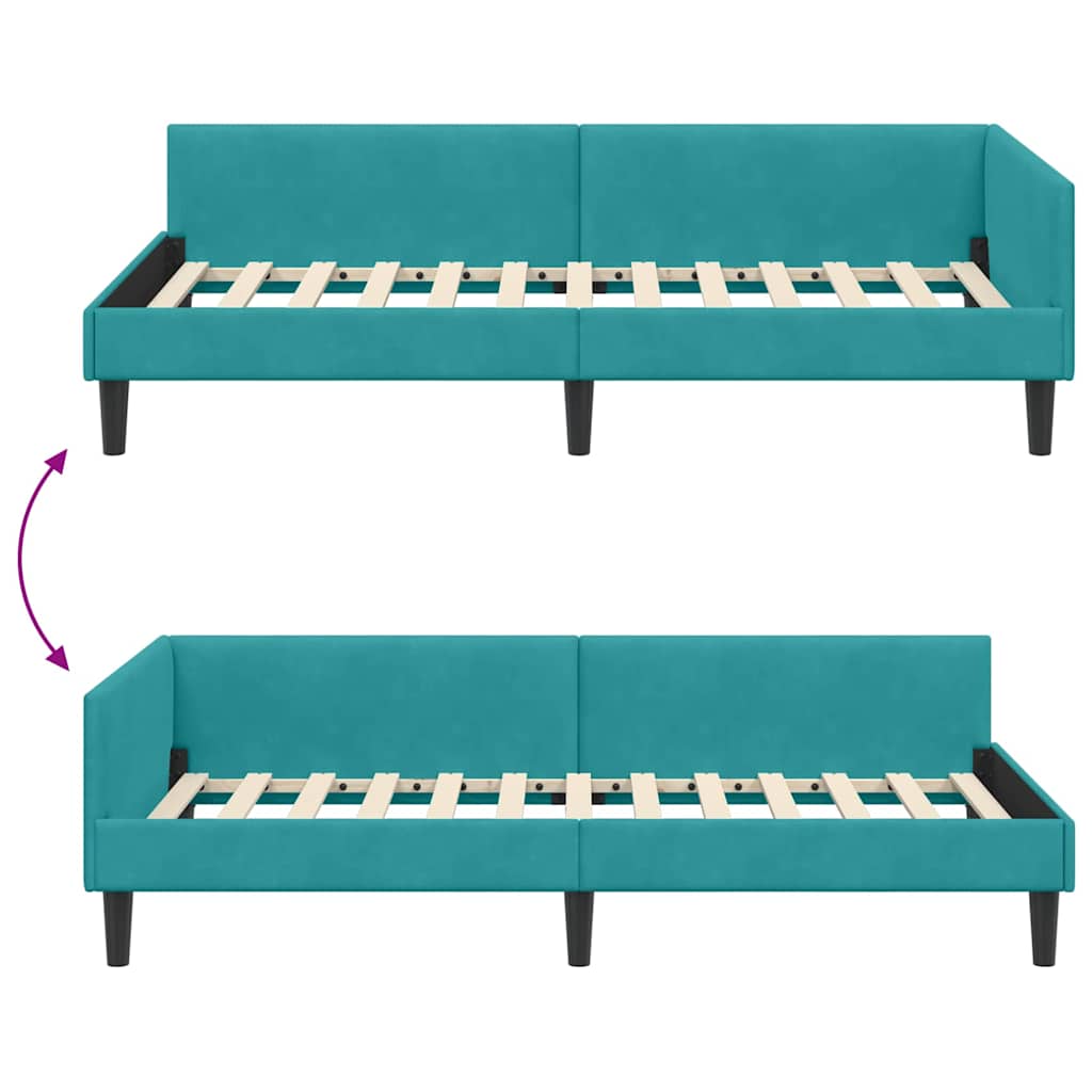 Kutni okvir kreveta Tirkizna 100 cm x 200 cm Baršun