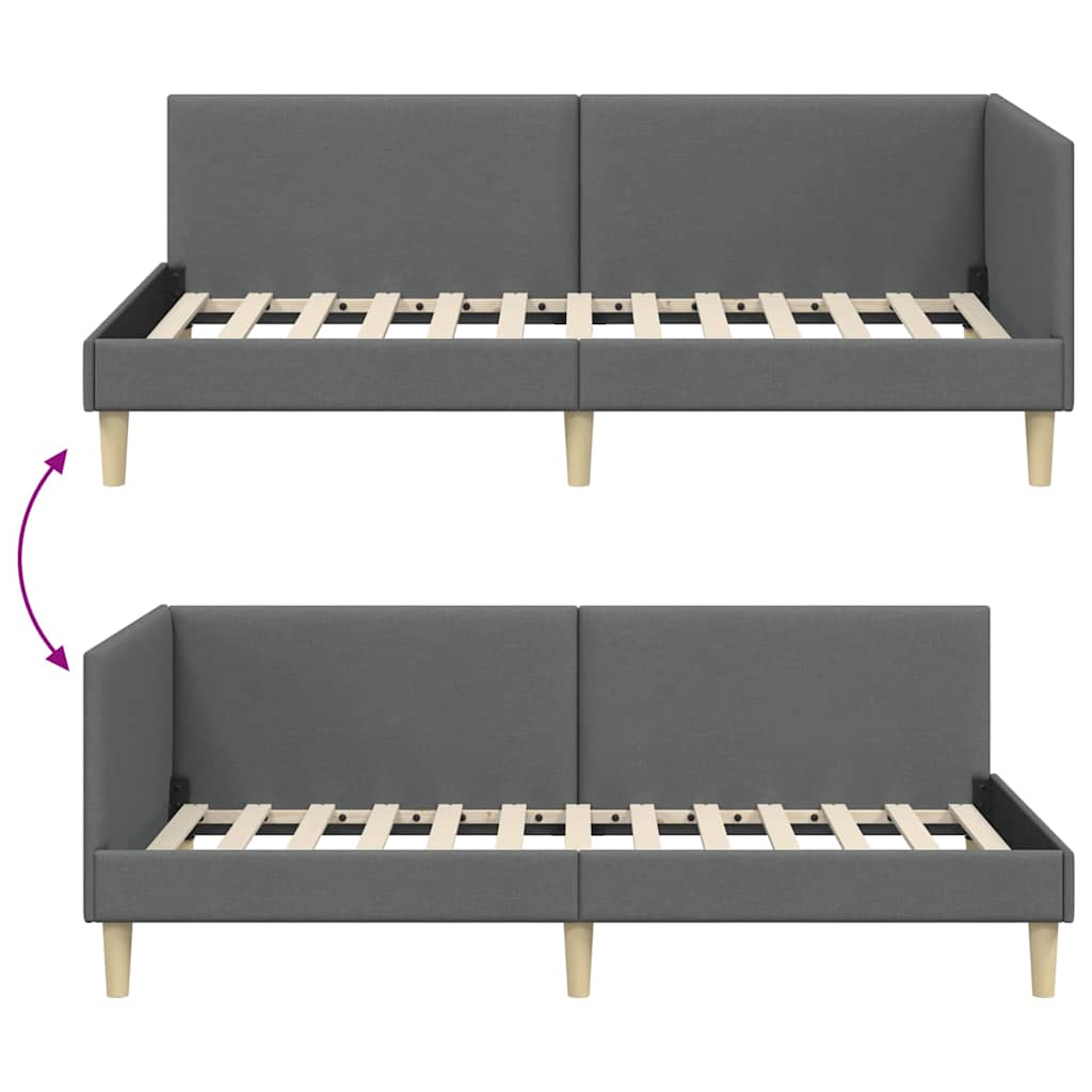 Kutni okvir kreveta s uzglavljem Tamno siva 80 cm x 200 cm