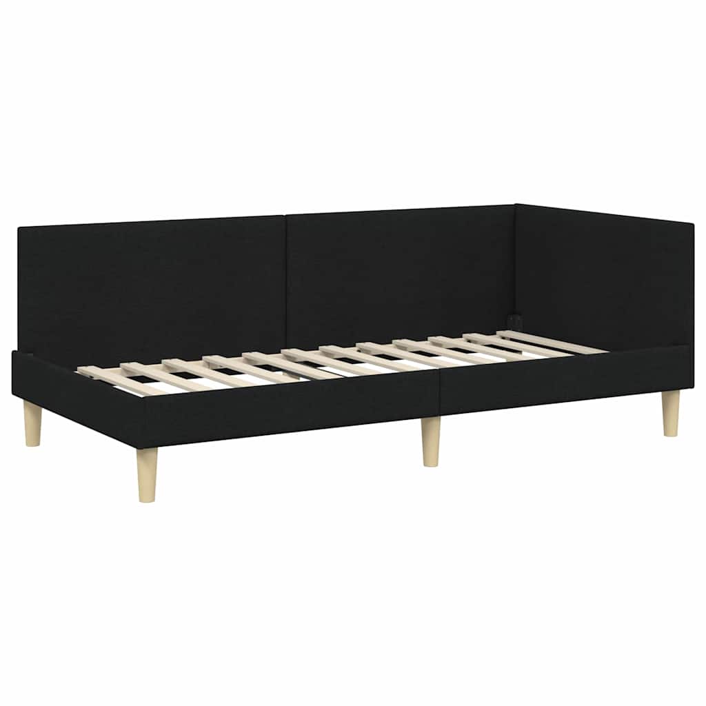 Kutni okvir kreveta Crna 80 cm x 200 cm Tkanina i šperploča