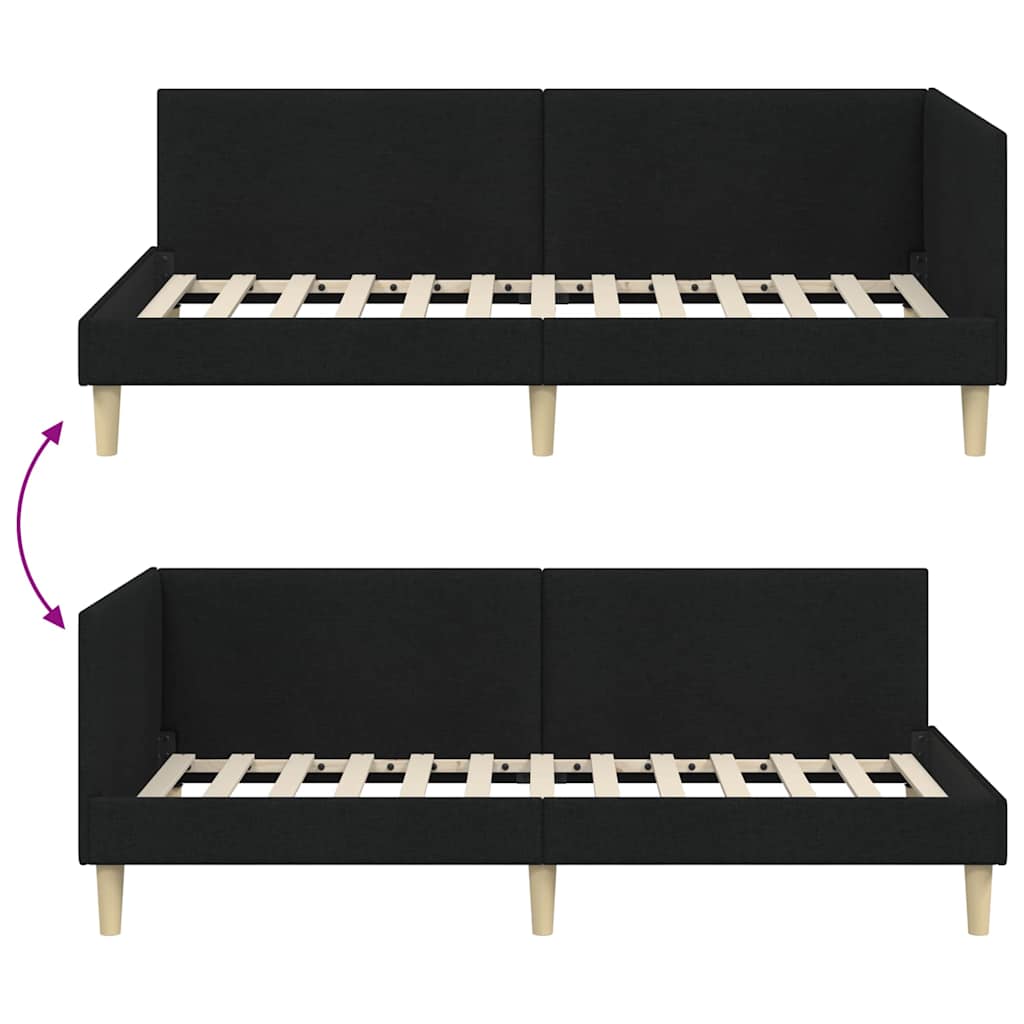 Kutni okvir kreveta Crna 80 cm x 200 cm Tkanina i šperploča