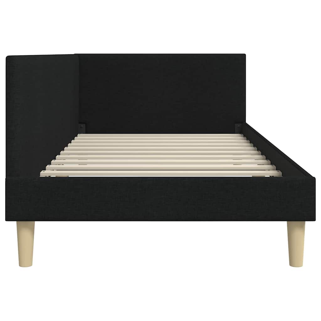 Kutni okvir kreveta Crna 80 cm x 200 cm Tkanina i šperploča