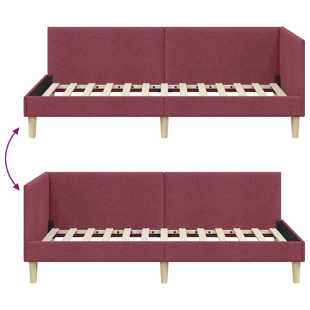 Kutni okvir kreveta s uzglavljem Vinska crvena 80 cm x 200 cm