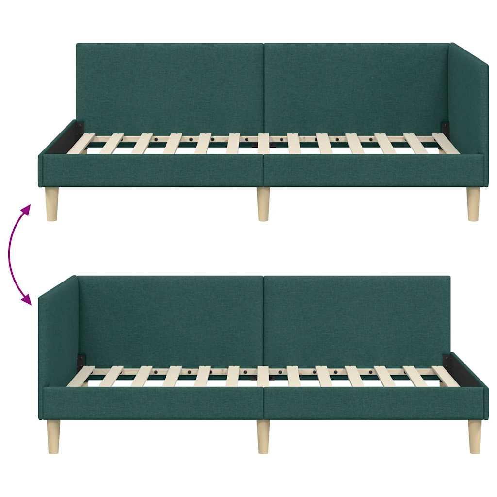 Kutni okvir kreveta s uzglavljem Tamnozelena 80 cm x 200 cm