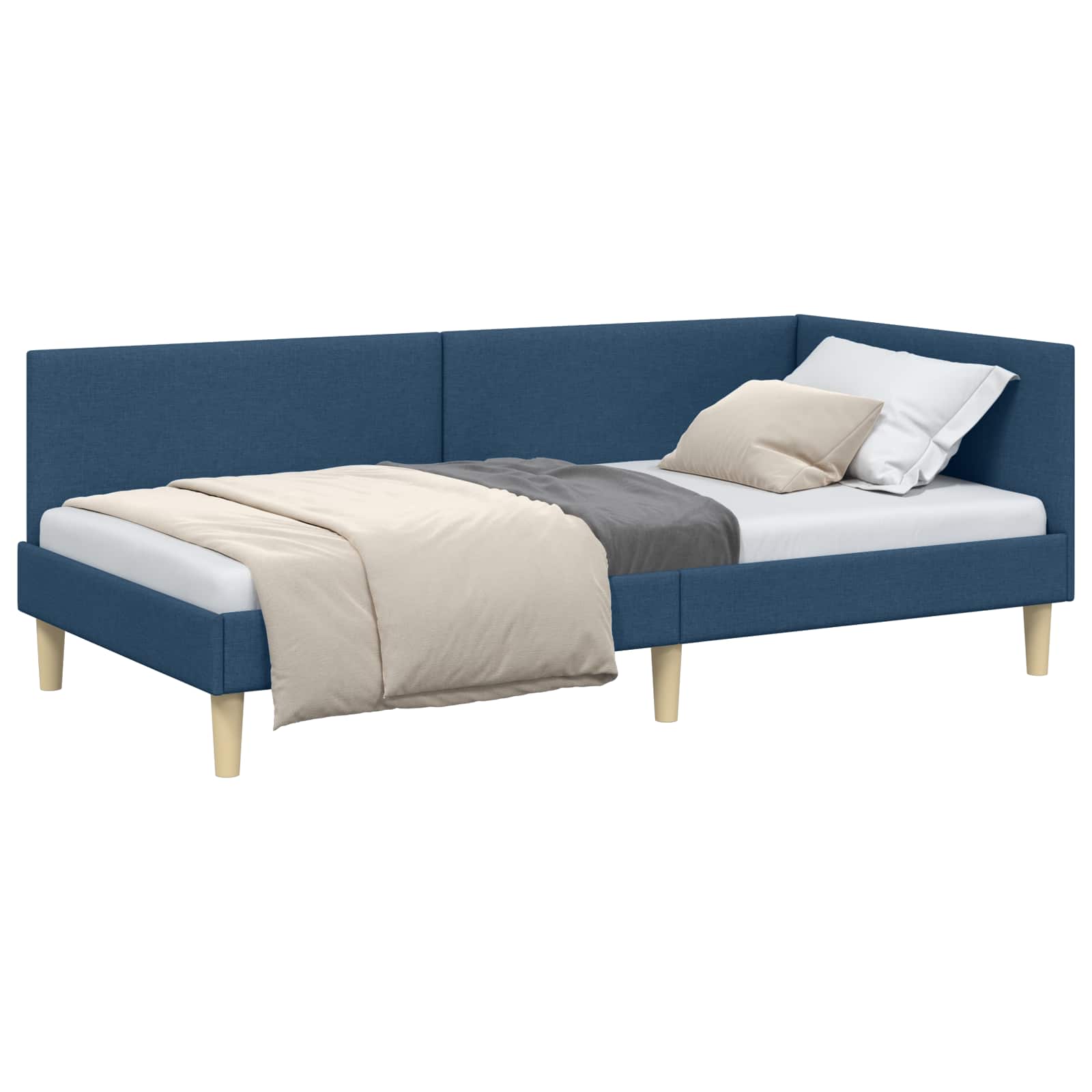 Kutni okvir kreveta Plava 80 cm x 200 cm Tkanina i šperploča