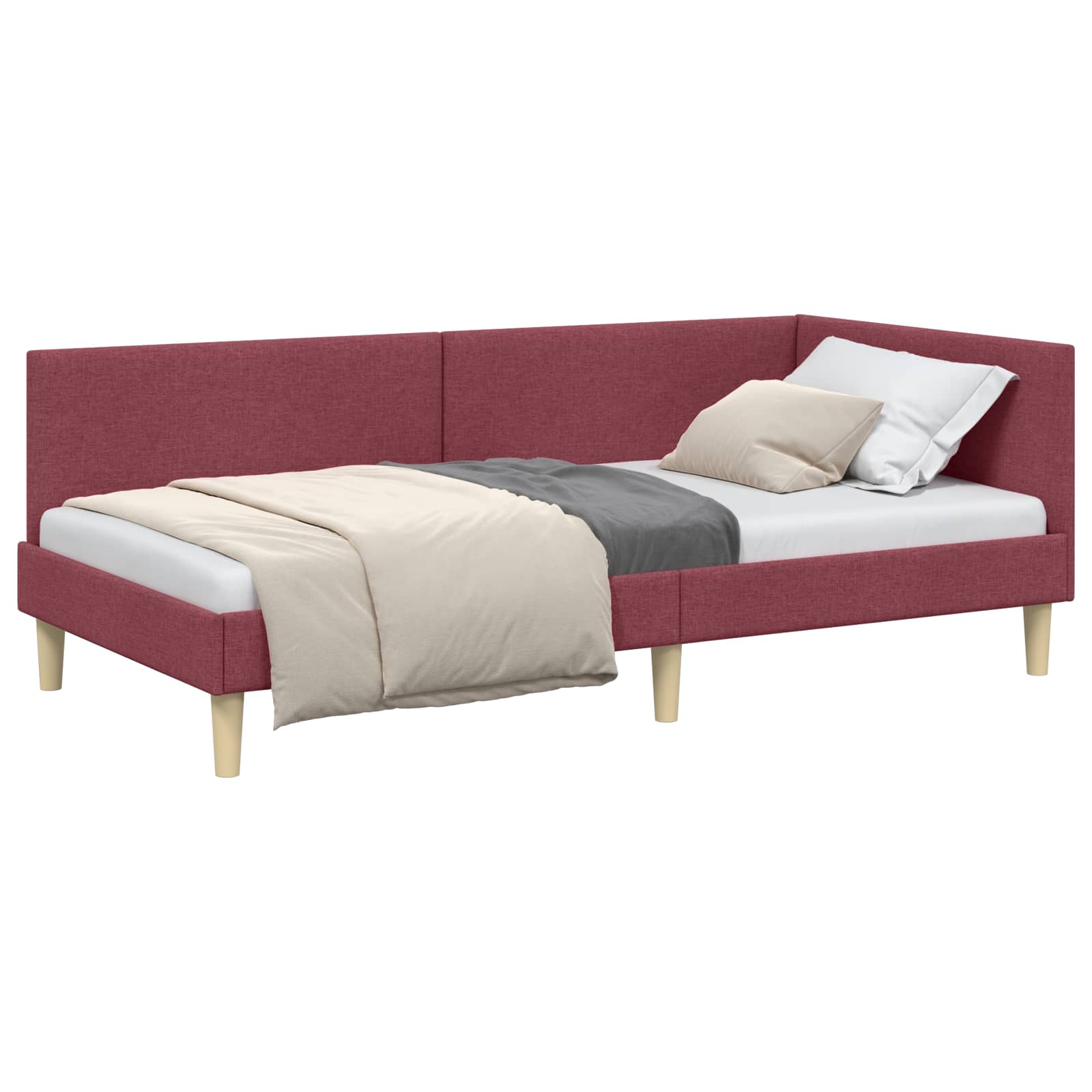 Kutni okvir kreveta s uzglavljem Vinska crvena 90 cm x 190 cm