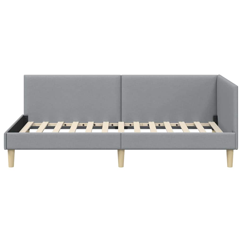 Kutni okvir kreveta s uzglavljem Svijetlo siva 90 cm x 200 cm