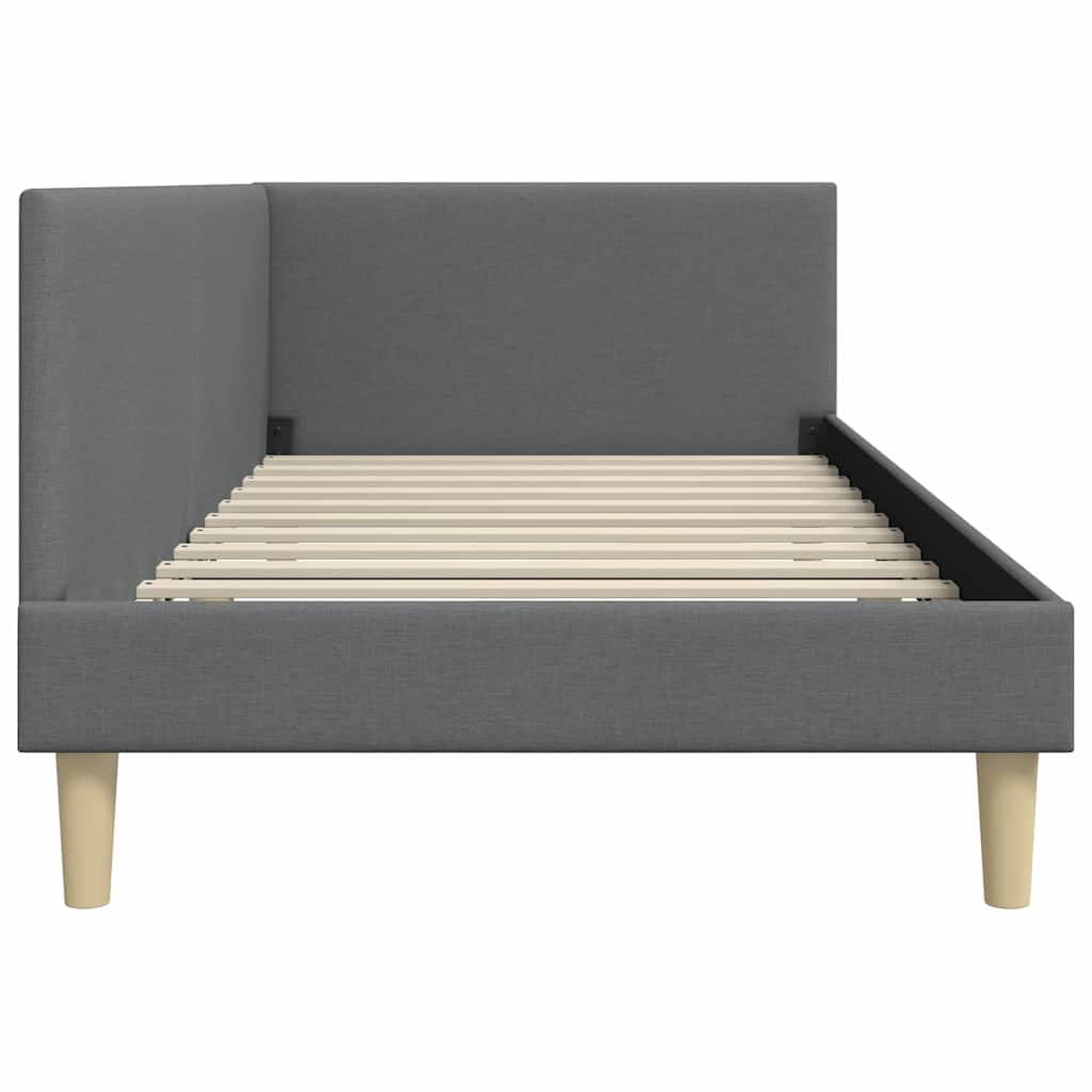Kutni okvir kreveta s uzglavljem Tamno siva 90 cm x 200 cm