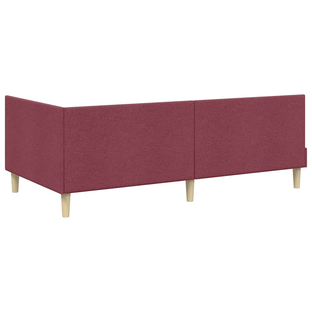 Kutni okvir kreveta s uzglavljem Vinska crvena 90 cm x 200 cm