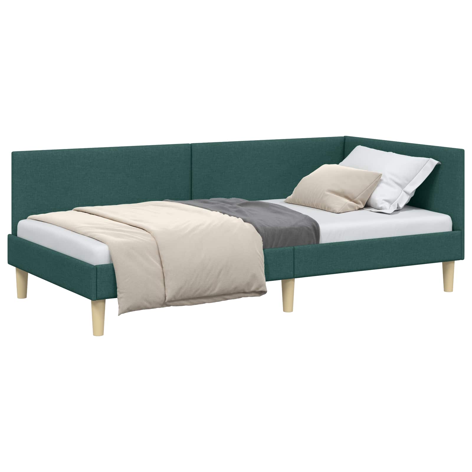 Kutni okvir kreveta s uzglavljem Tamnozelena 90 cm x 200 cm