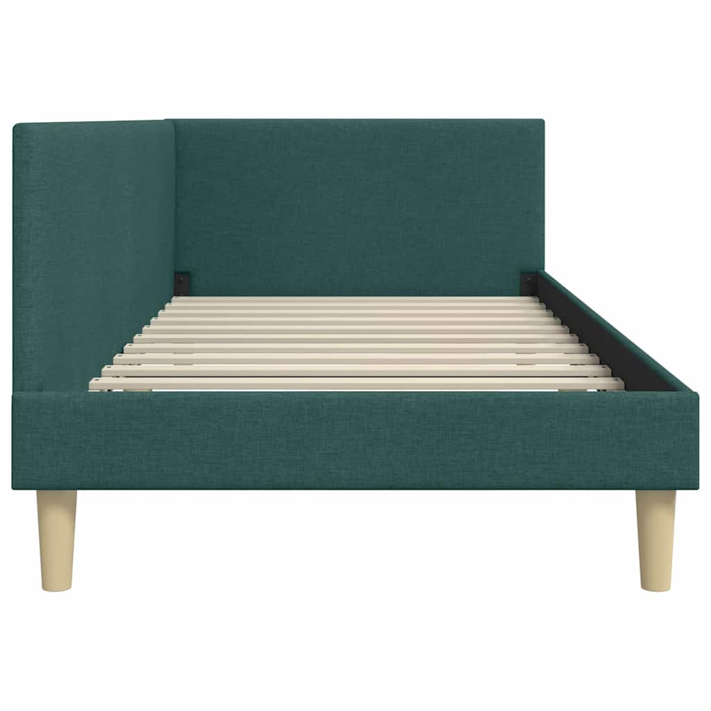 Kutni okvir kreveta s uzglavljem Tamnozelena 90 cm x 200 cm