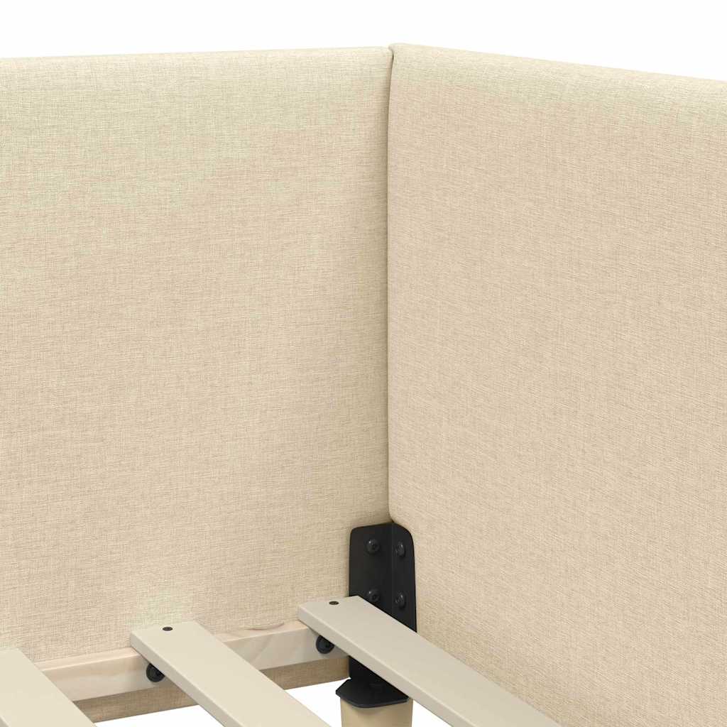 Kutni okvir kreveta Krema 90 cm x 200 cm Tkanina i šperploča