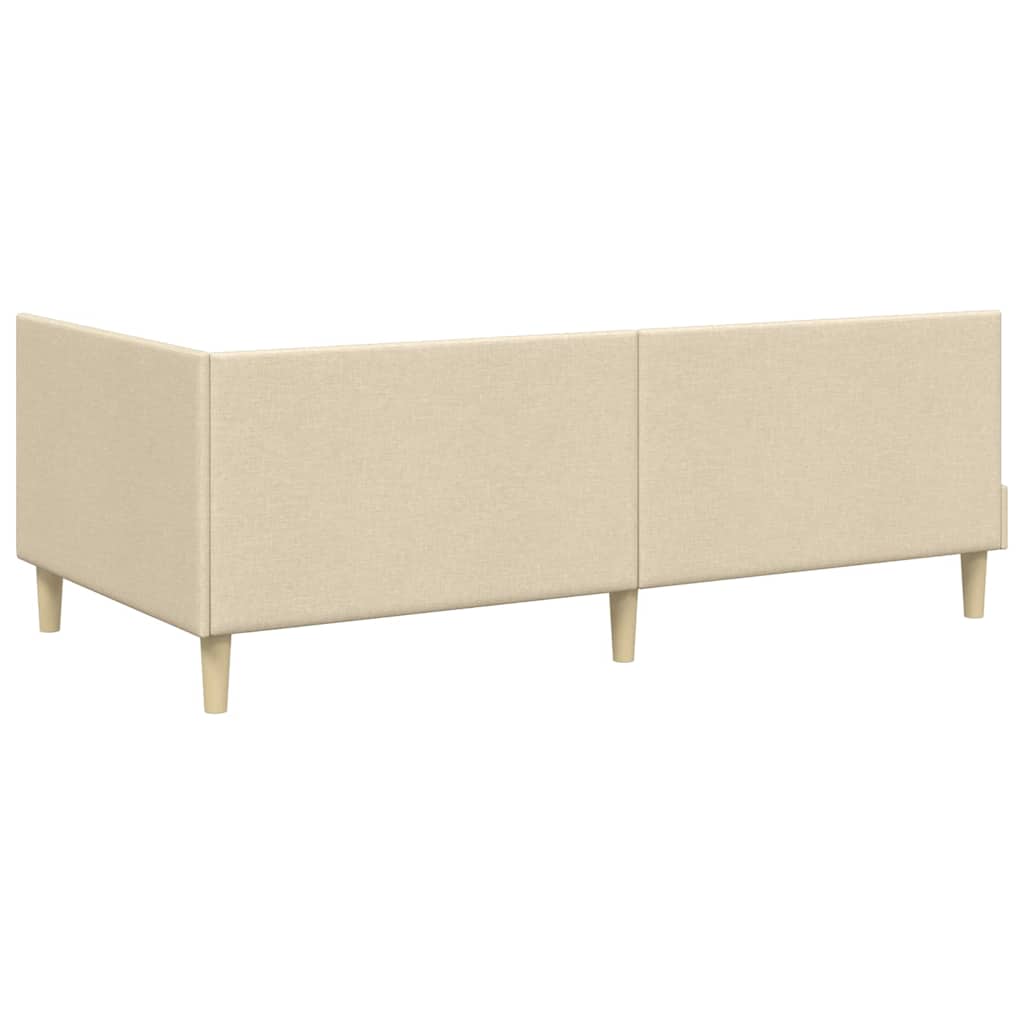 Kutni okvir kreveta Krema 90 cm x 200 cm Tkanina i šperploča