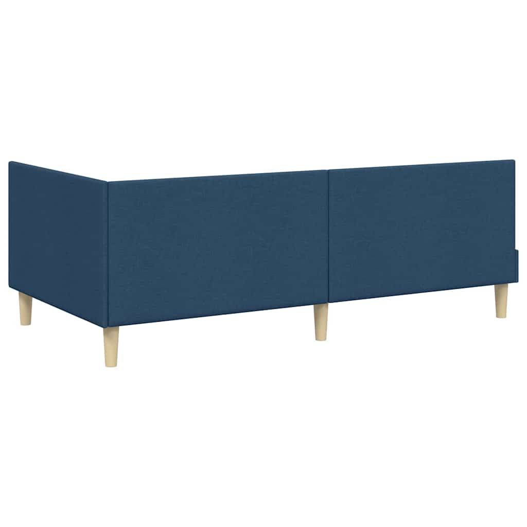 Kutni okvir kreveta Plava 90 cm x 200 cm Tkanina i šperploča