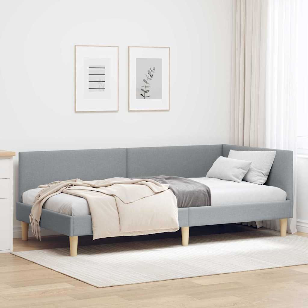 Kutni okvir kreveta s uzglavljem Svijetlo siva 100 cm x 200 cm