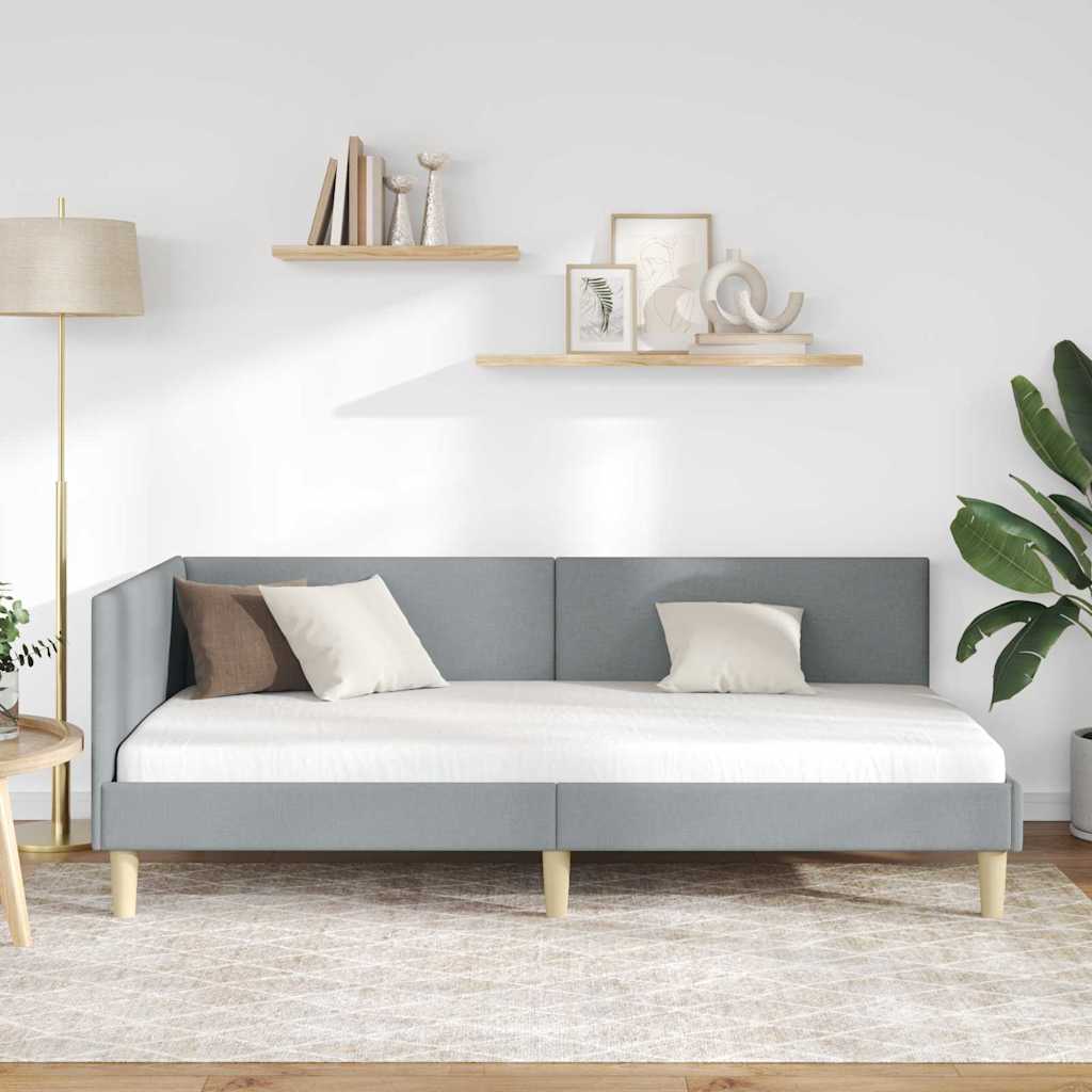 Kutni okvir kreveta s uzglavljem Svijetlo siva 100 cm x 200 cm