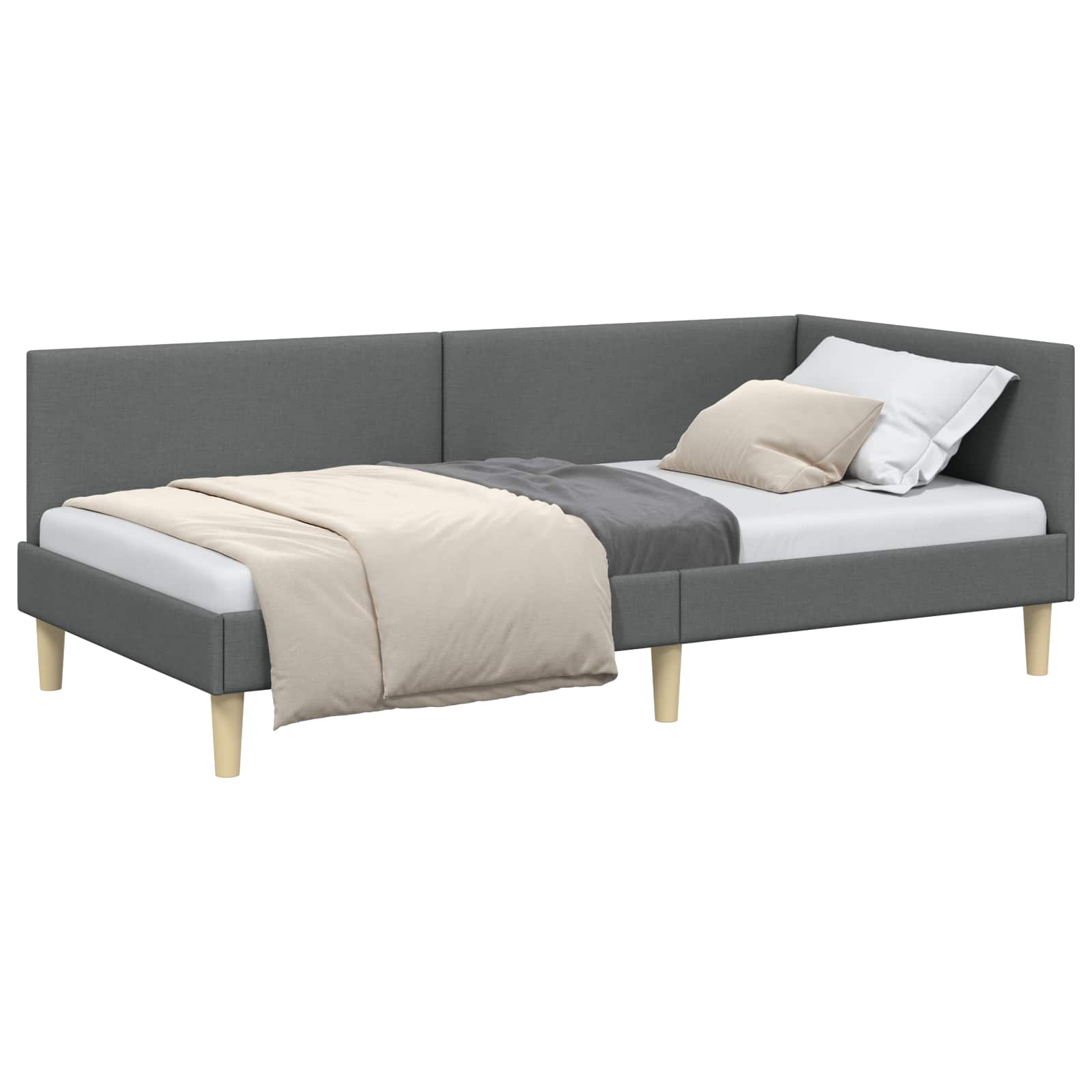 Kutni okvir kreveta s uzglavljem Tamno siva 100 cm x 200 cm