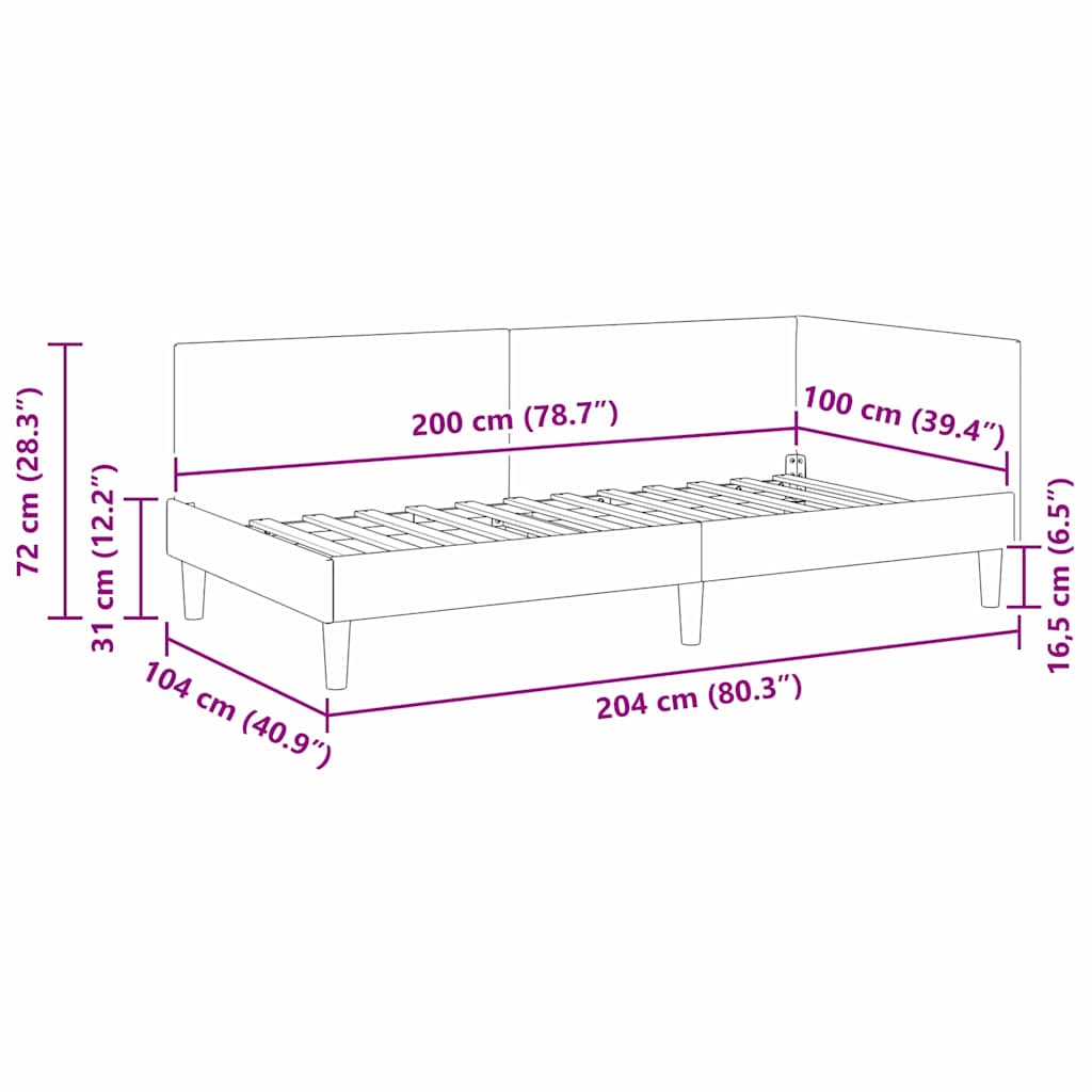 Kutni okvir kreveta s uzglavljem Tamnozelena 100 cm x 200 cm