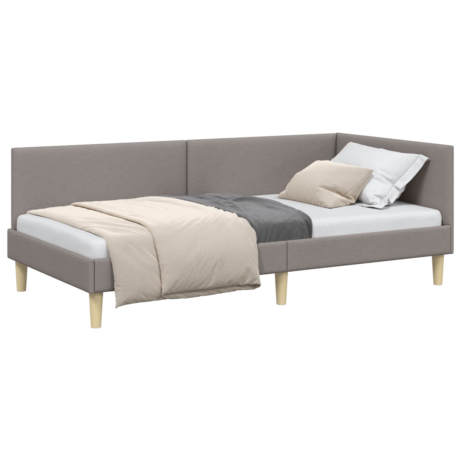 Kutni okvir kreveta s uzglavljem Sivo-smeđa 100 cm x 200 cm