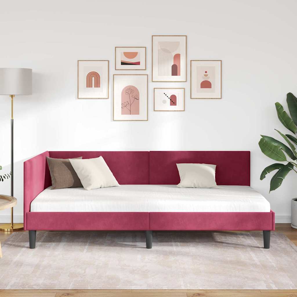 Kutni okvir kreveta Vinska crvena 80 cm x 200 cm Baršun