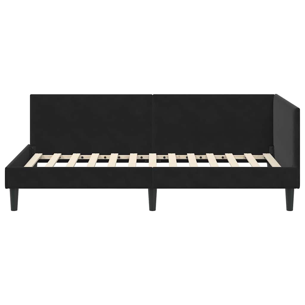Kutni okvir kreveta s uzglavljem Crna 80 cm x 200 cm Baršun