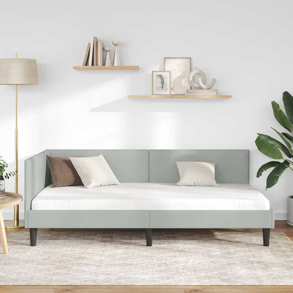 Kutni okvir kreveta Svijetlo siva 90 cm x 190 cm Baršun