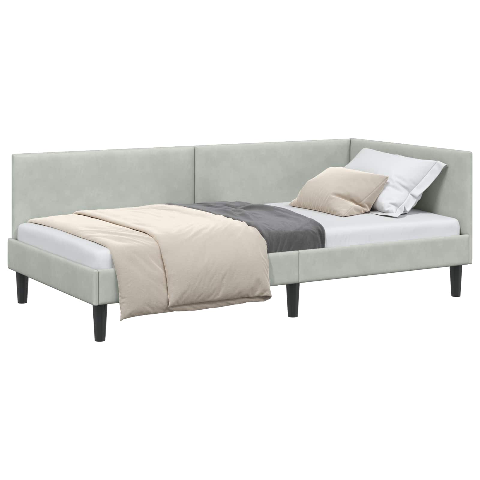 Kutni okvir kreveta Svijetlo siva 90 cm x 190 cm Baršun