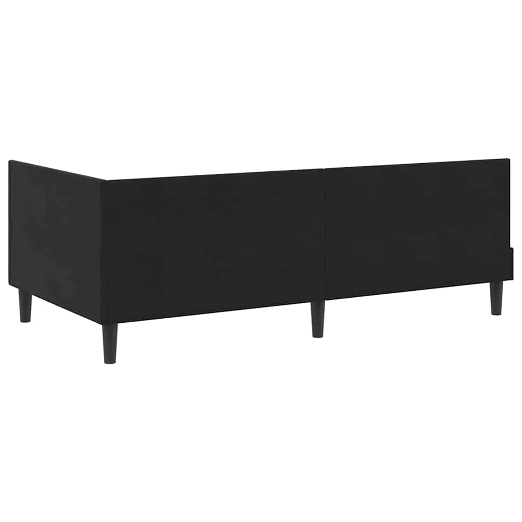 Kutni okvir kreveta s uzglavljem Crna 90 cm x 190 cm Baršun