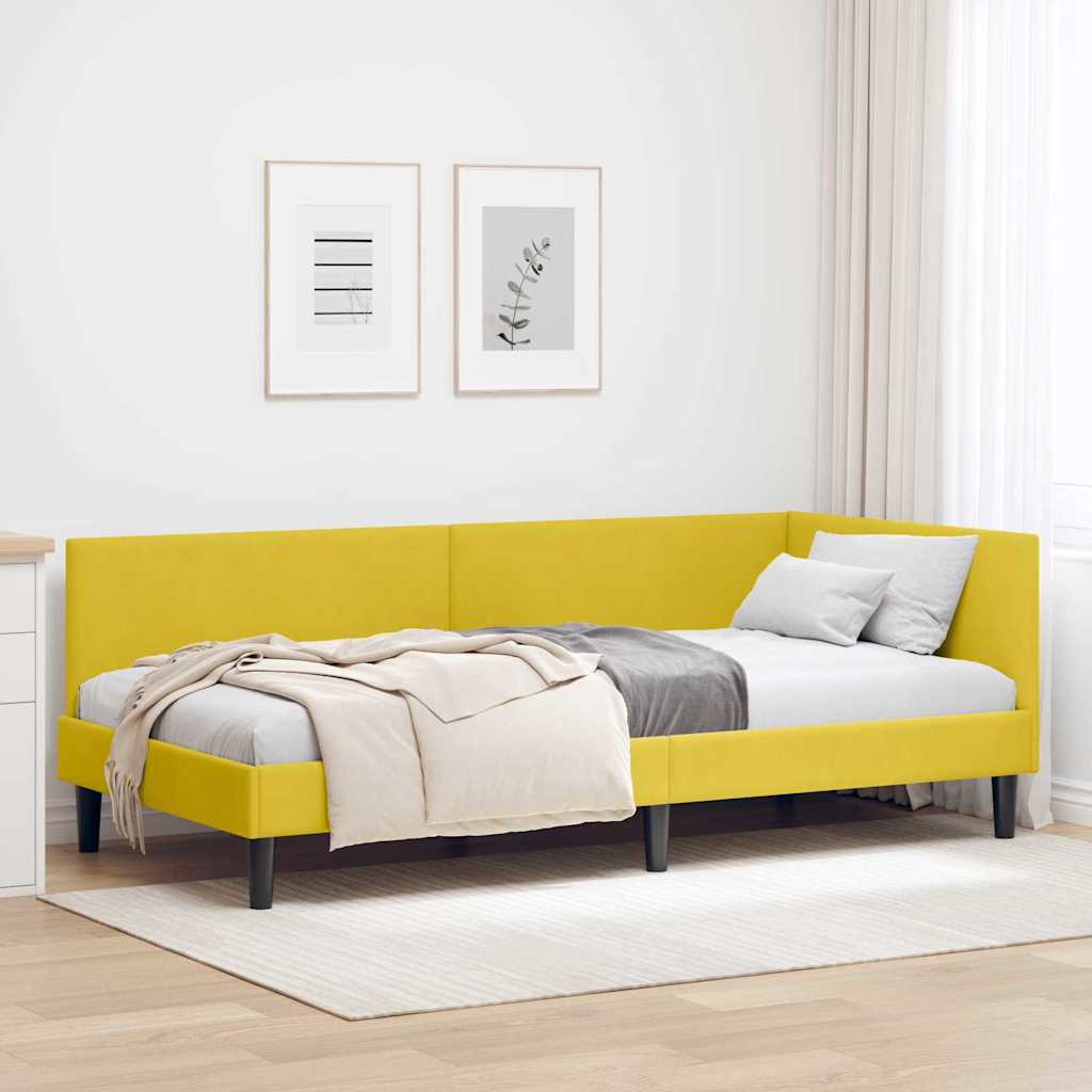 Kutni okvir kreveta s uzglavljem Žuta 90 cm x 190 cm Baršun