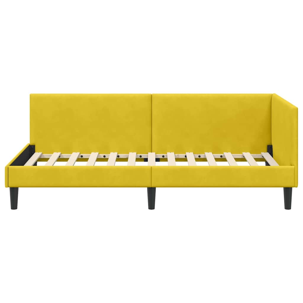 Kutni okvir kreveta s uzglavljem Žuta 90 cm x 190 cm Baršun