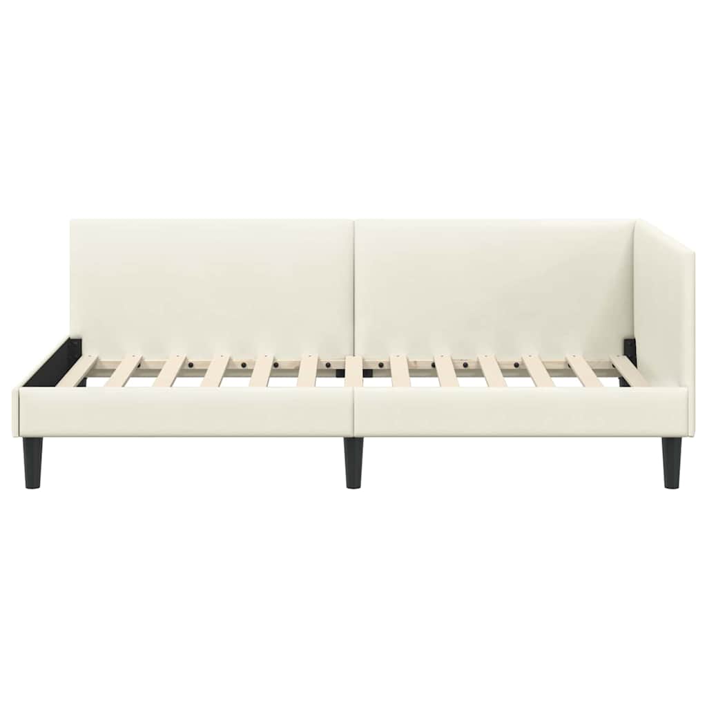 Kutni okvir kreveta s uzglavljem Krema 90 cm x 190 cm Baršun