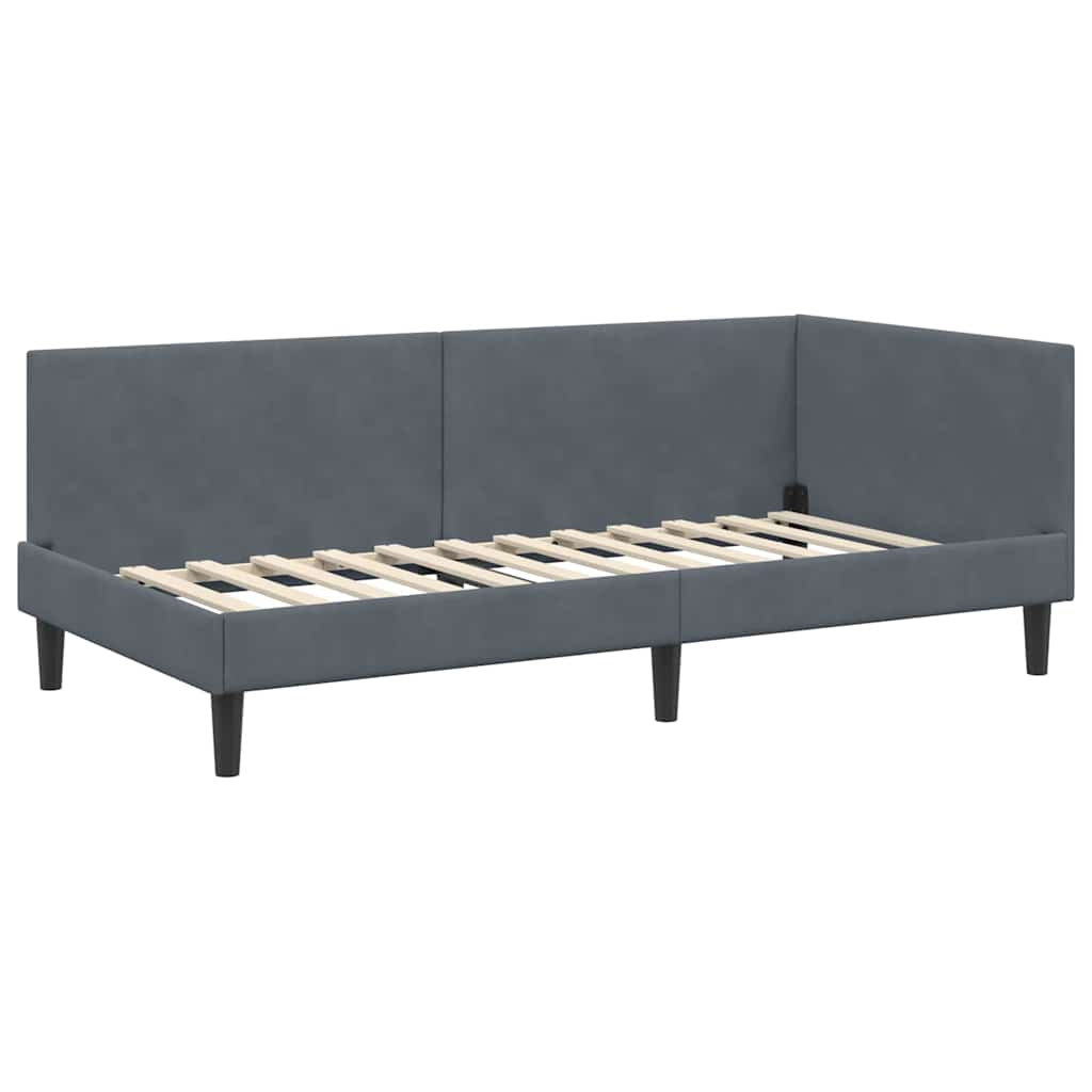 Kutni okvir kreveta Tamno siva 90 cm x 200 cm Baršun