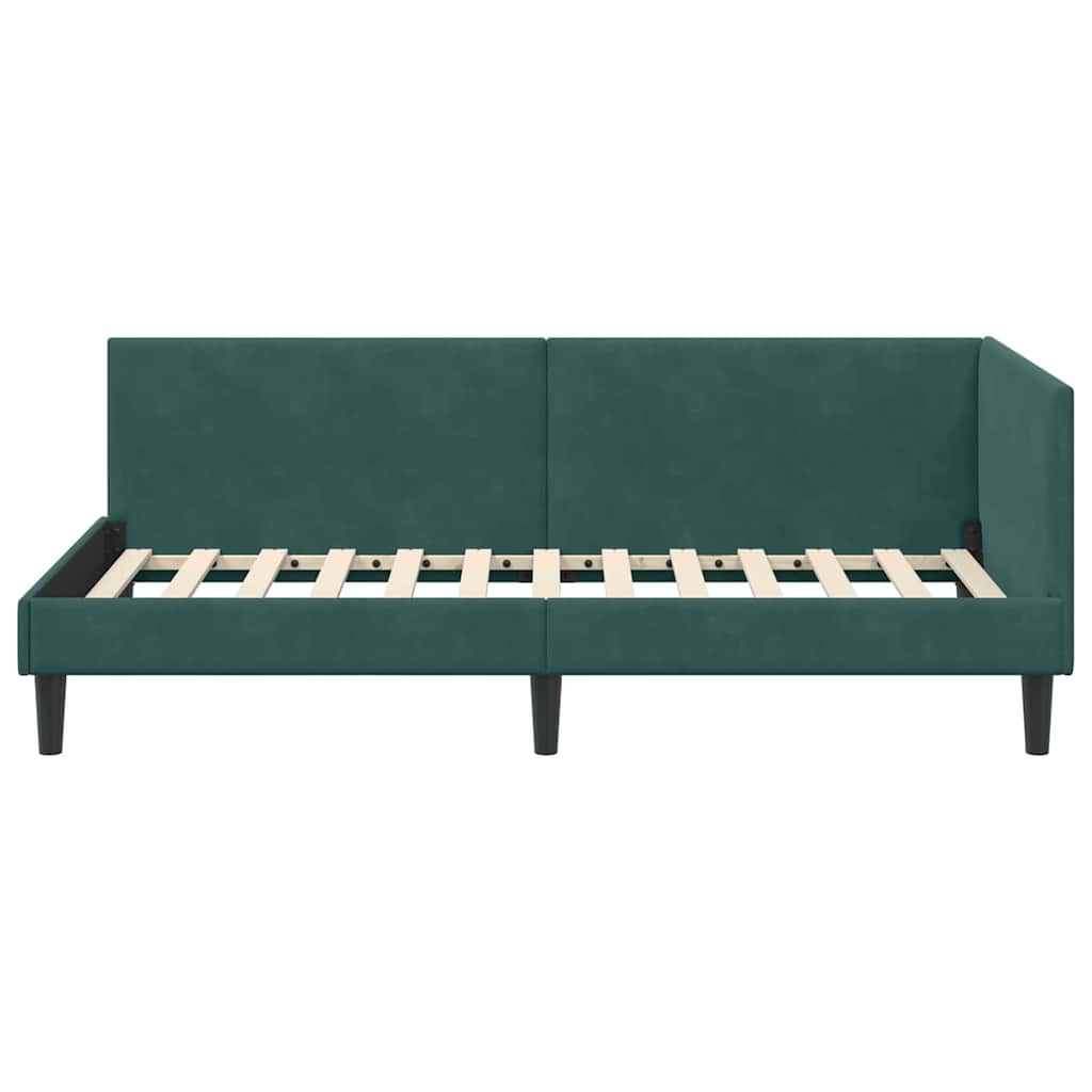 Kutni okvir kreveta Tamnozelena 90 cm x 200 cm Baršun