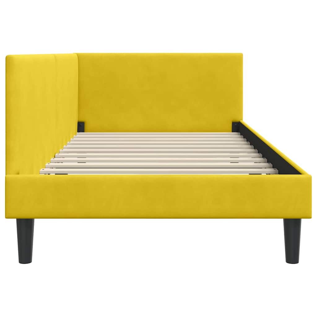 Kutni okvir kreveta s uzglavljem Žuta 90 cm x 200 cm Baršun