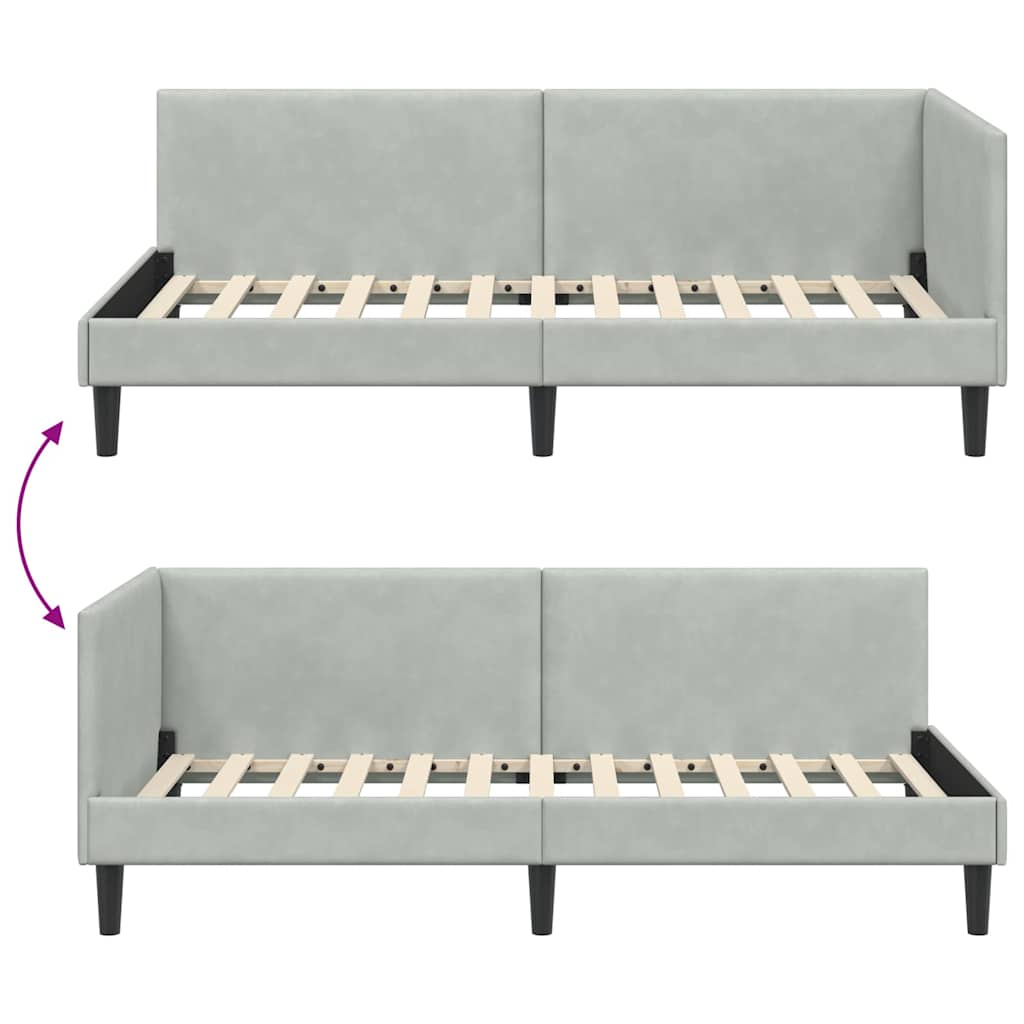 Kutni okvir kreveta Svijetlo siva 100 cm x 200 cm Baršun
